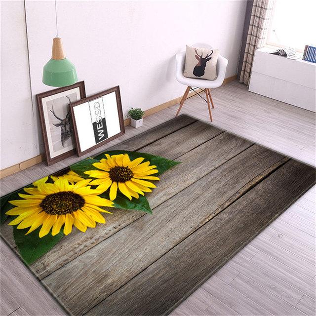 Yellow Sunflower Girl Room Carpet Nordic Cute Floral Rug Bedroom Bedside Mat Decoration Rooms Kitchen Floor Mat Balcony Rug