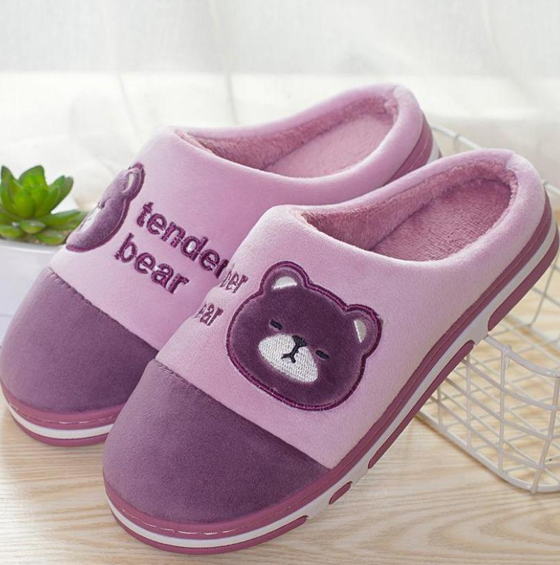 Зимние парные домашние тапочки с героями мультфильмов, утолщенные нескользящие тапочки, теплые домашние хлопковые тапочки