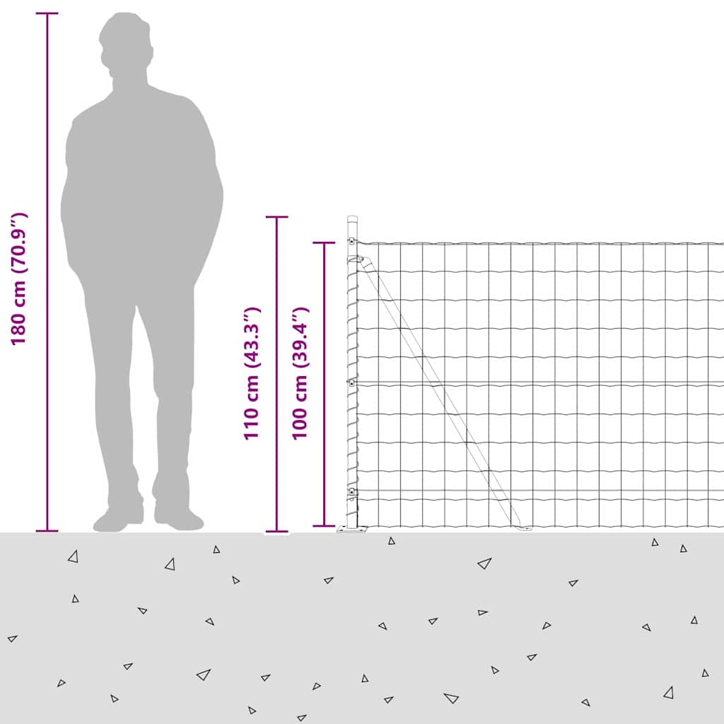 Welded Wire Fence with Concrete Foundation 10 x 1 m (W x H)