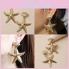 Shell Fashionable Gold Starfish Design Women Metal Earrings For Summer Beach