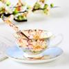 2 Sets Fashion Blue Flowers Bone China Coffee Cup and Saucer with Spoon , European Style Luxurious and Exquisite Ceramic Tea Set