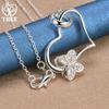 925 Sterling Silver Butterfly Heart Pendant Necklace Jewelry
