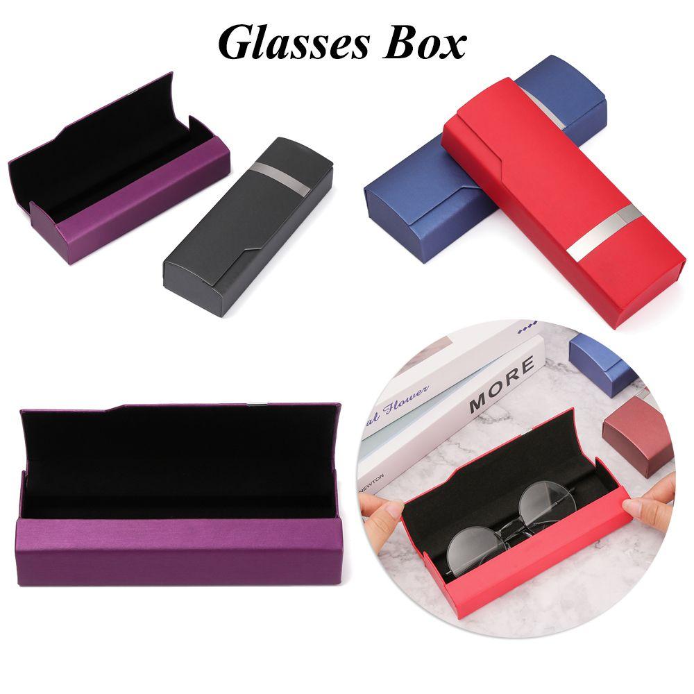 Women Leather PU Reading Eyewear Case Eyewear Protector Steel Ribbon Glasses Box Myopia Glasses Box