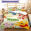 3pcs Custom Name Winnie Bedding Set Duvet Cover Closure Includes 1 Duvet Cover & 2 Pillowcases, Soft and Comfortable for All Seasons.