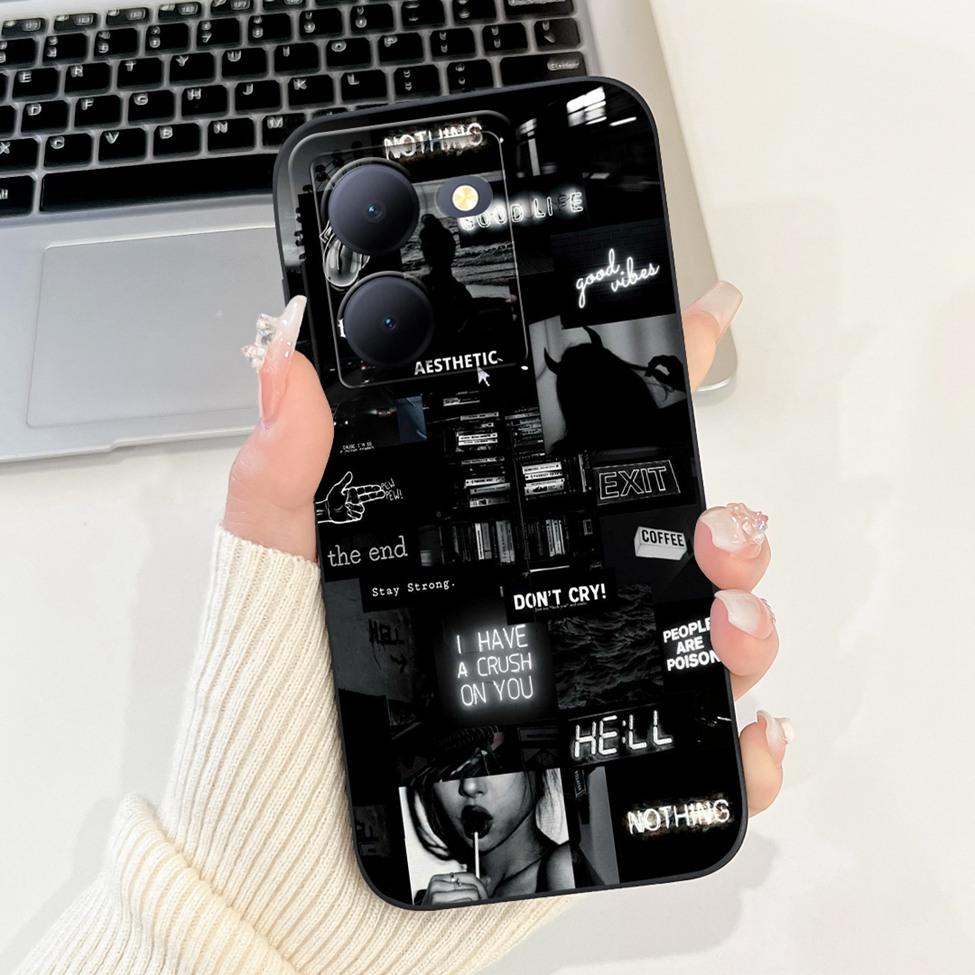 For Vivo Y36 5G V2248 Case For Vivo Y27 5G V2302 Cover Silicone Luxury Fashion Flowers Kawaii Cute Cat Funny Phone Case Bumper