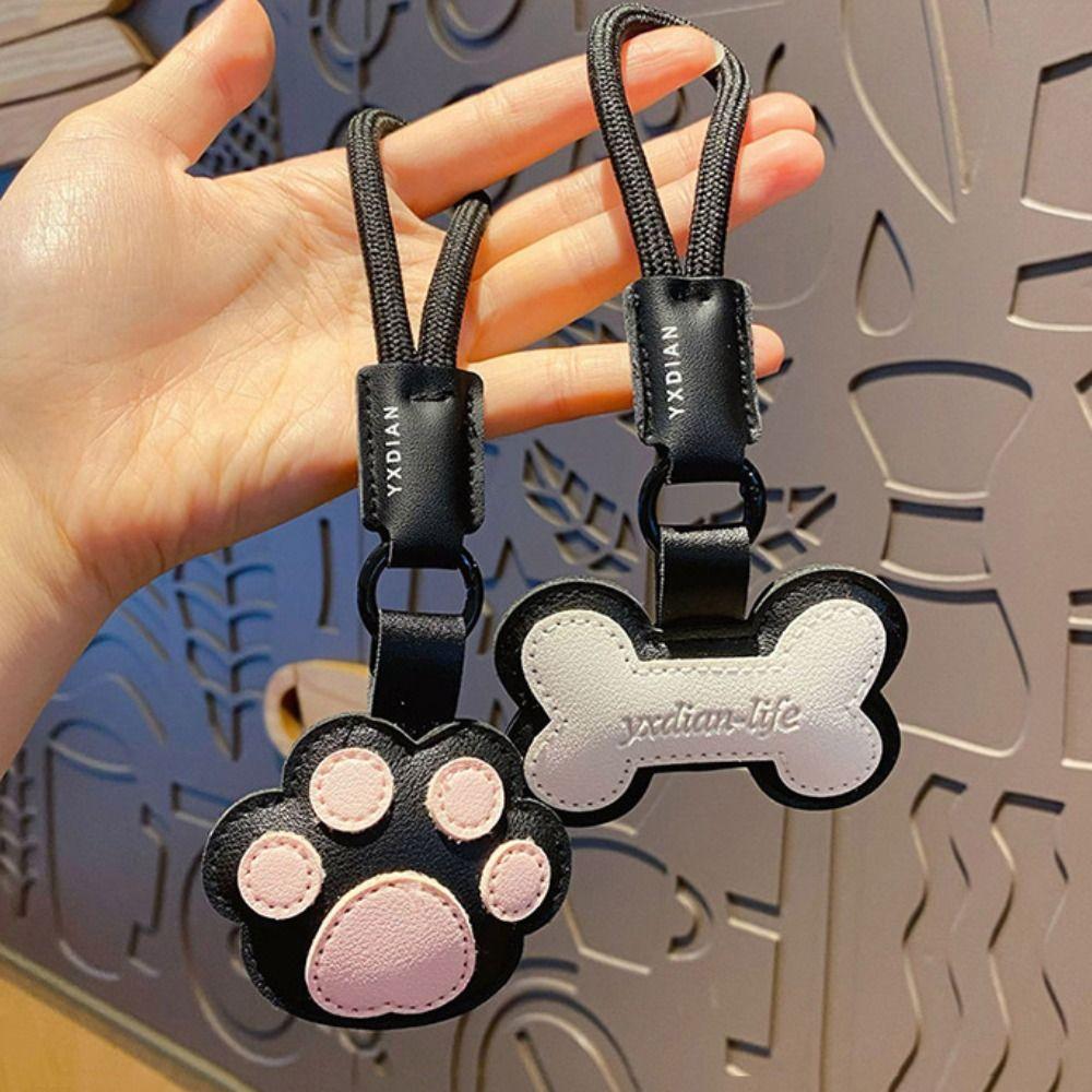 Белый костяной кошачий брелок в виде лапки, цветная сумка, подвеска, милый брелок из искусственной кожи, подарок на день рождения