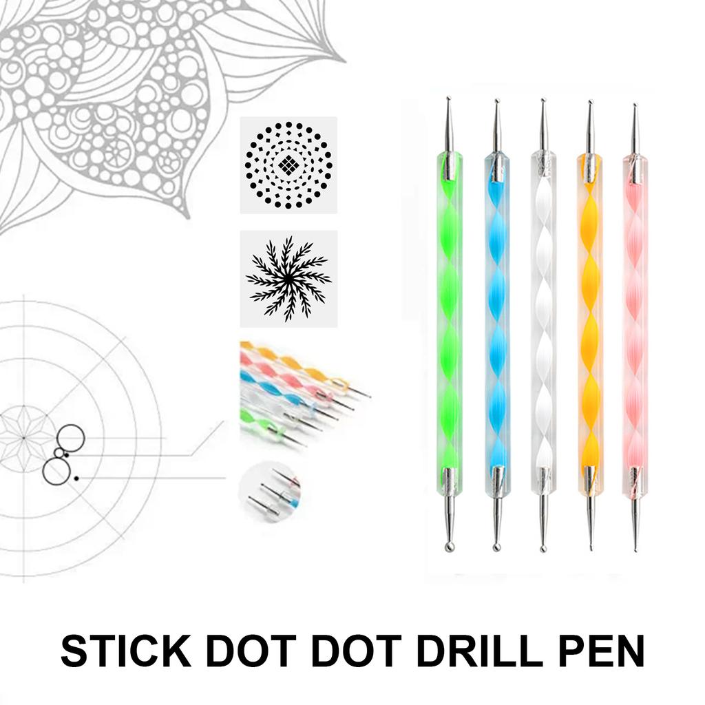Набор из 33 инструментов для нанесения точек на мандалу с трафаретами для рисования, кистью, поддоном для краски для холста, камня, рисования ногтей