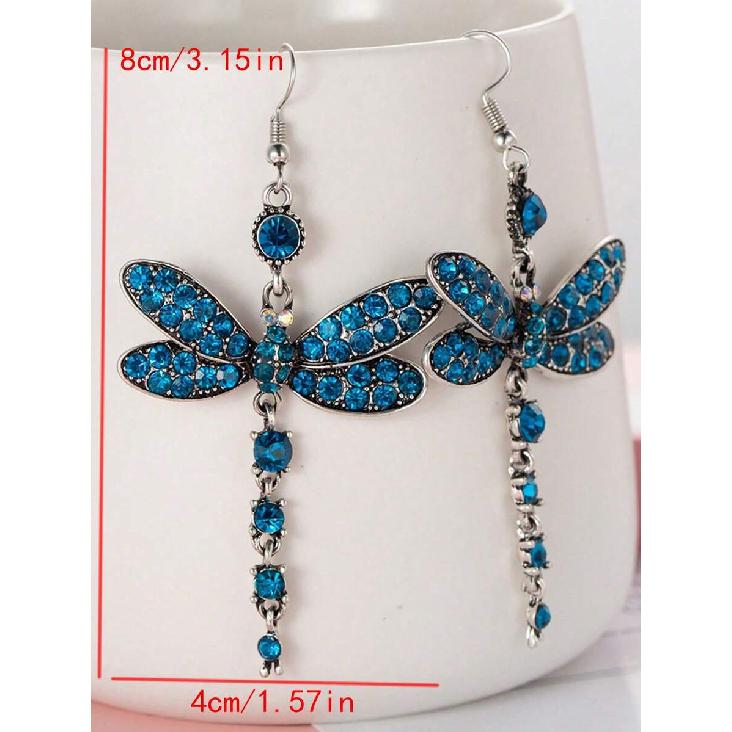 2pcs Vintage Butterfly Long Earrings, Insect Dragonfly Earrings, Unique Animal Dragonfly Pendant Earrings For Women
