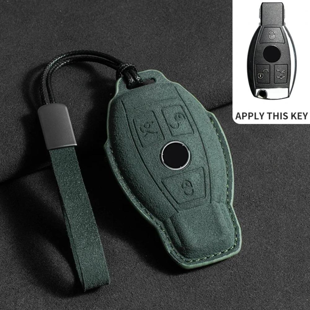 Suede Leather Car Key Case for Mercedes Benz E Class W213 W205 E200 E260 E300 E320 AMG CLA 2019 2020 Remote Fob Shell Case