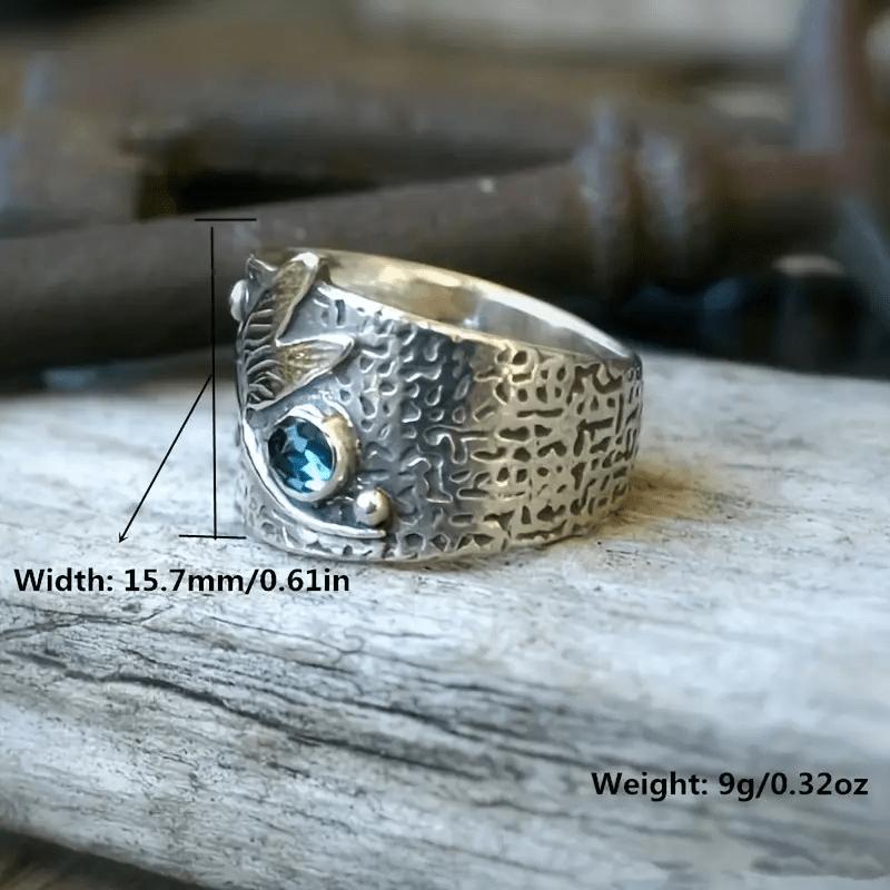 Изысканное широкое кольцо в стиле ретро «Стрекоза», инкрустация натуральным камнем, вольфрамовая сталь, стиль «Богема», изысканный аксессуар для вечеринок на каждый день, с синим драгоценным камнем