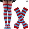 Y2K Женские Девушки Выше Колена Длинные Полосатые Печатные Бедра Высокие Хлопковые Носки Рукава Перчатки 1 Комплект Носки Выше Колена Длинные Перчатки 2024