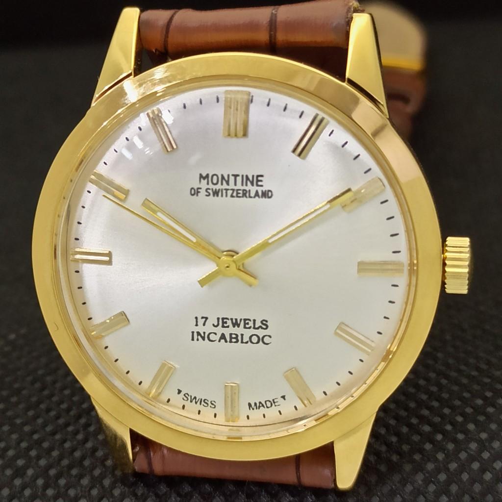REFURBISHED GENTS MONTINE 17 JEWELS WINDING SWISS GOLD PLATED WATCH A285409-5 MontineQ-a285409-1