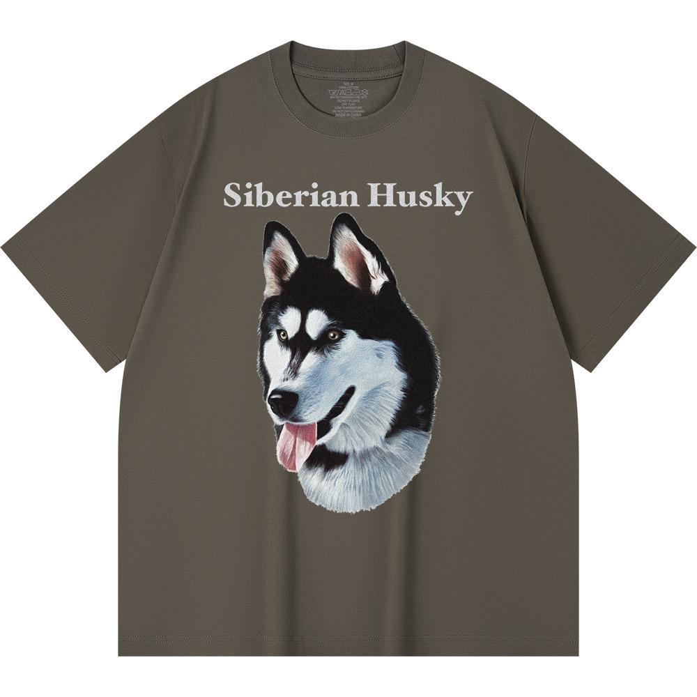 Футболка из 100% хлопка плотностью 230 г/м2 с принтом сибирской хаски, забавная футболка из чесаного хлопка в стиле Харадзюку