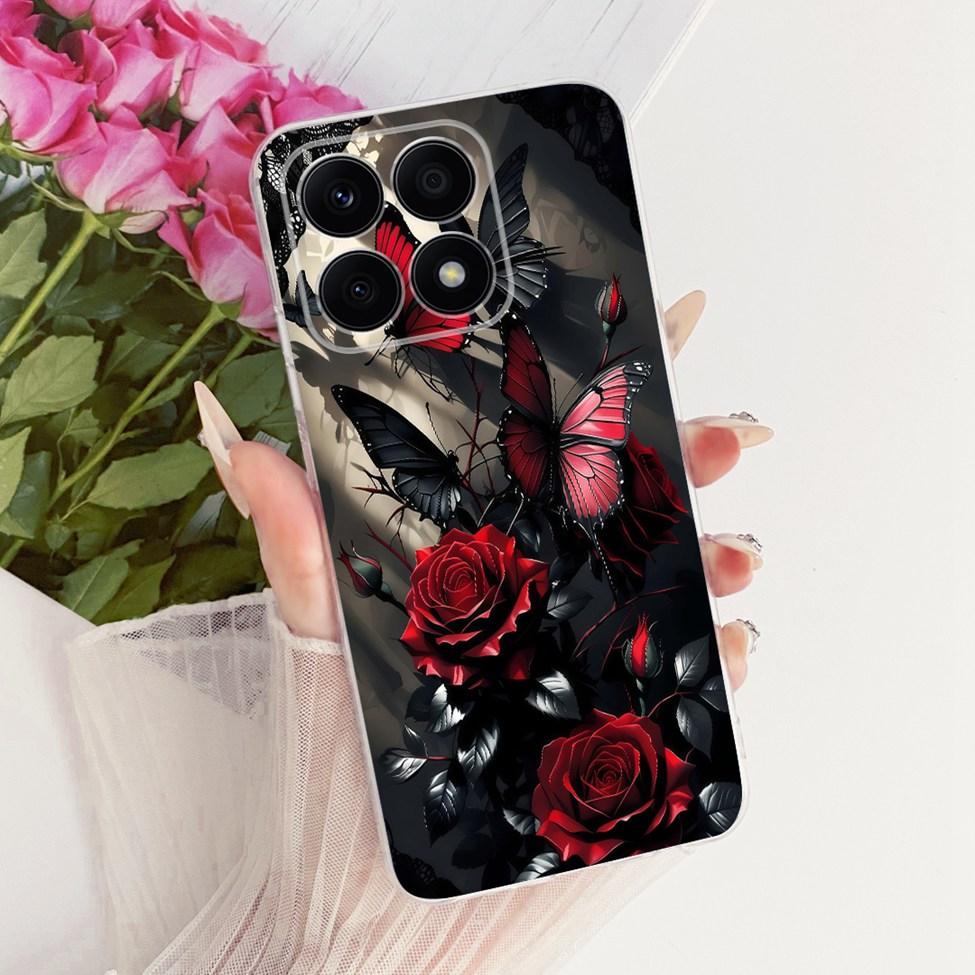 For Honor X8a 4G Case Transparent Cute Cat Fashion Butterfly Funny Painted Casing CRT-LX1 CRT-LX2 CRT-LX3