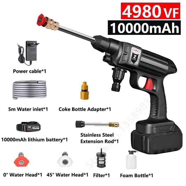 Wireless Portable Car Wash High Pressure Washer Water Gun Auto Parts Washer Home Garden Cleaner Pesticide Sprayer 60Bar Handheld Washer Powerful