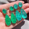Color Charms Big Drop Earrings for Women Vintage Paraiba Tourmaline Emerald Gemstone Wedding Earrings Fine Jewelry Gift