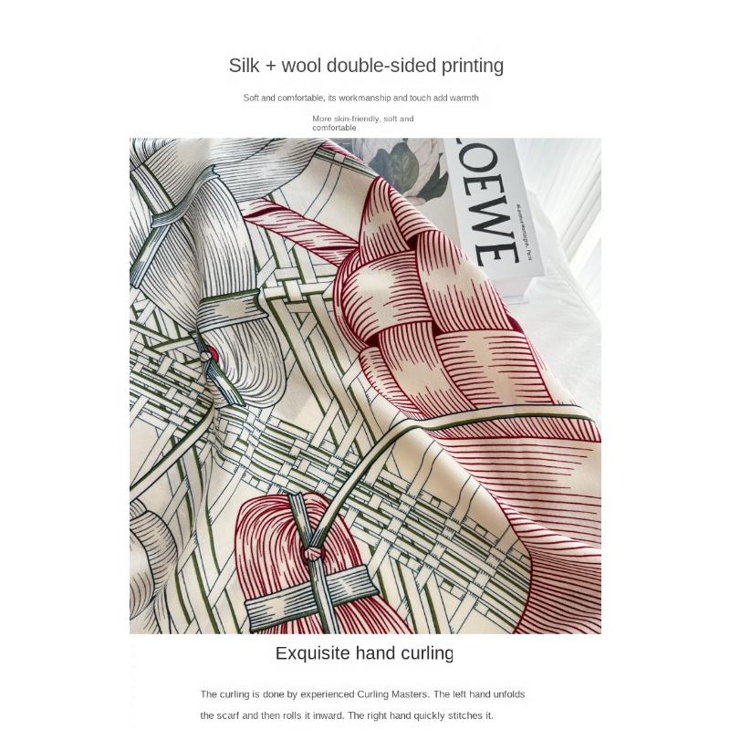 Luxury Mulberry Silk Wool Scarf Triangle Scarf Office Women's Hairband Folding Scarf Women's Shawl Scarf