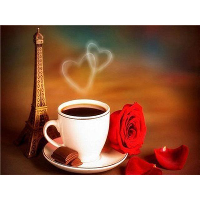 DIY 5D алмазная живопись цветы и кофе Алмазная мозаика наборы крестиков украшение дома полная круглая алмазная вышивка