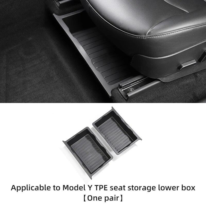LUCKEASY For Tesla Model Y 2017-2023 Under Seat Storage Box Organizer Drawer Holder TPE Storage Lower Box Car Accessories