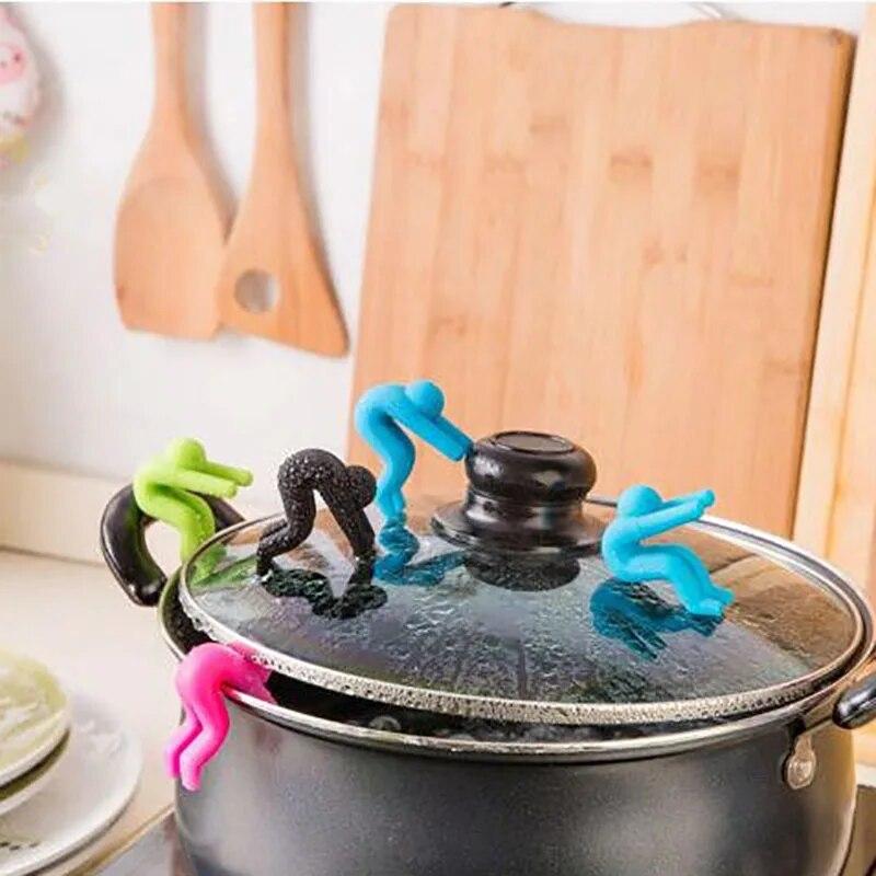 1 шт., подъемник для крышки с защитой от проливания, кухонные инструменты, подставка для крышки, силиконовый термостойкий держатель, украшение для открытой крышки