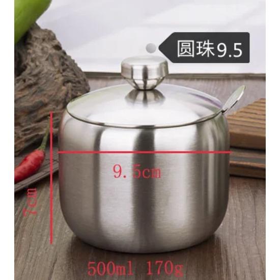 Stainless Steel Seasoning Flavor Can Sugar Box Salt Pepper Pot Kitchen Tool BBQ Condiment Cruet Storage Spice Jar Bottle Spoon