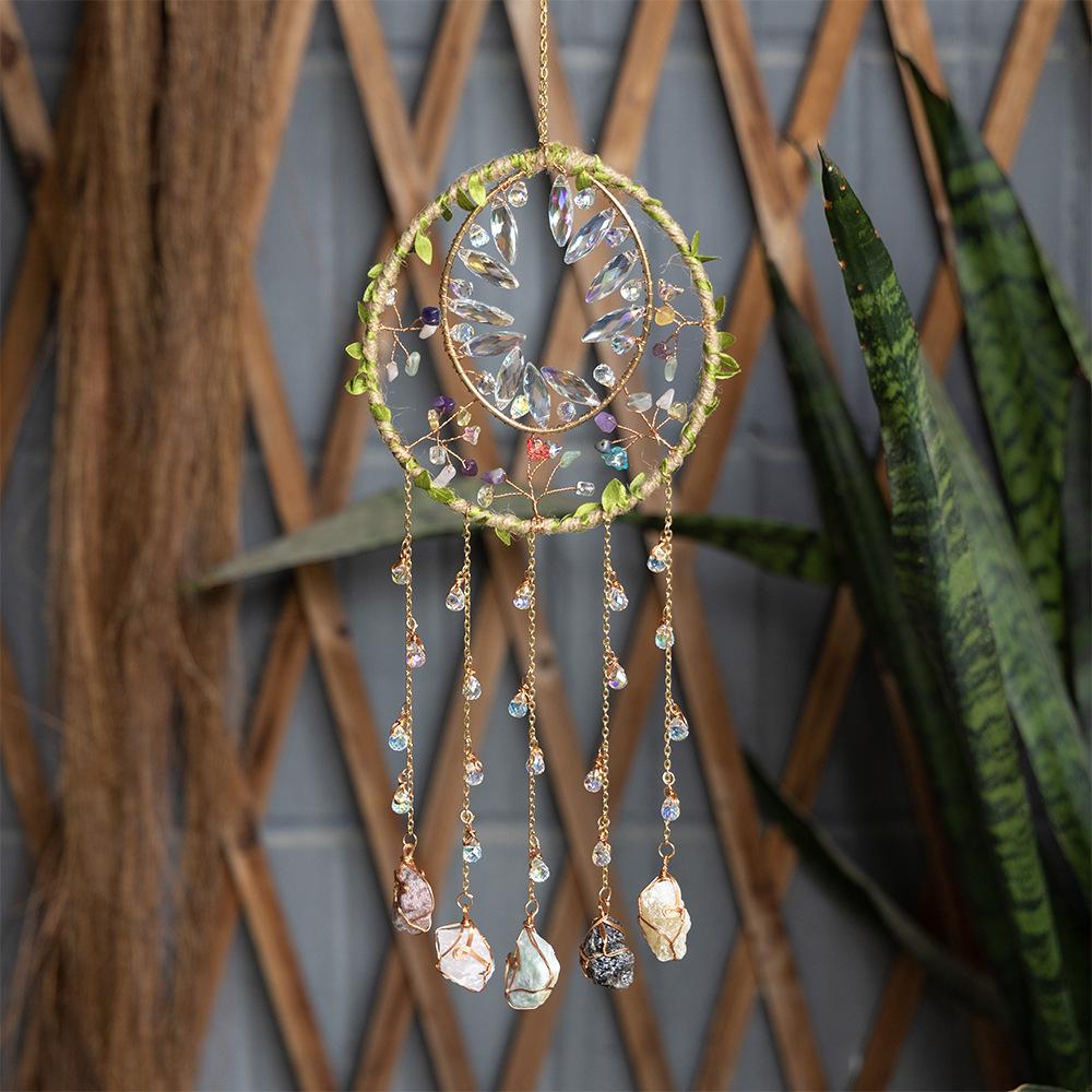 Factory Price Charm Natural Crystal Wind Chime Healing Wind Chime Hanging Ornament Car Decoration Easter Day Gift Sun Catchers