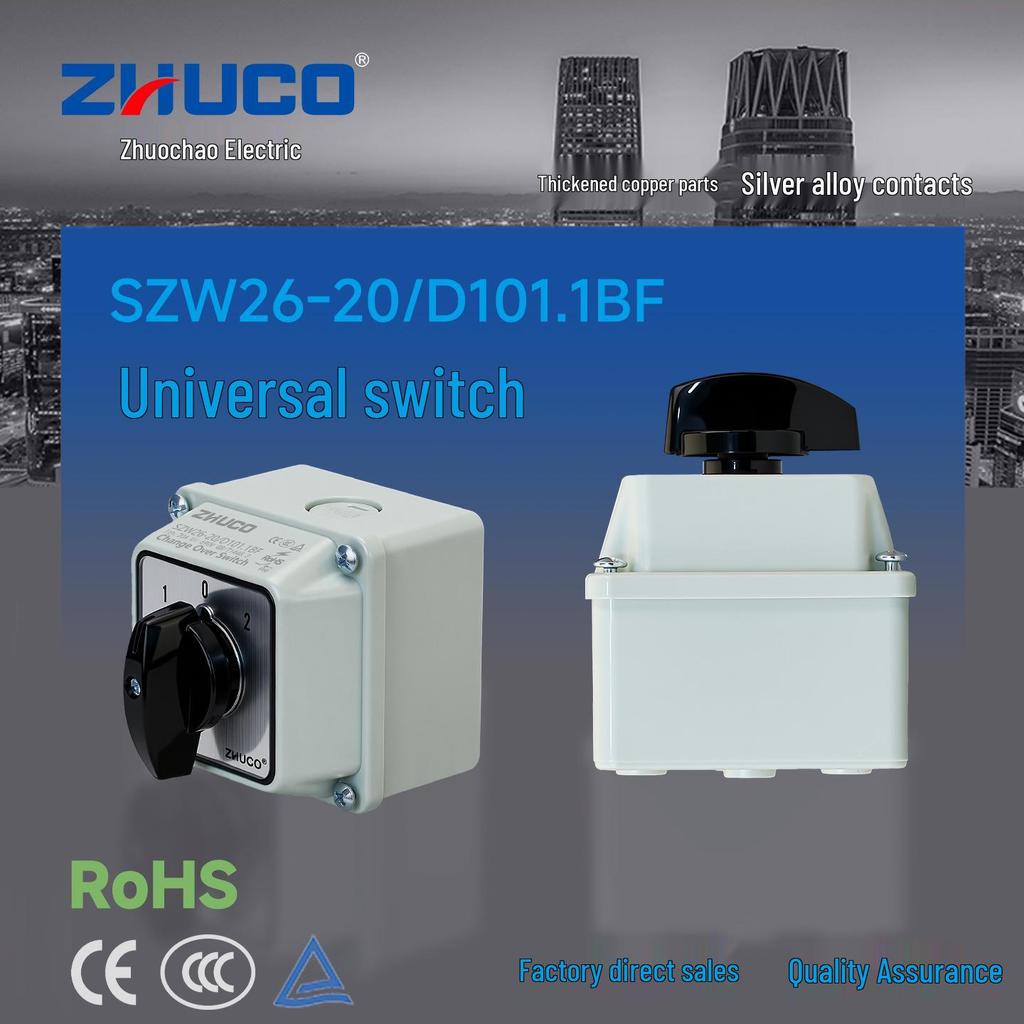 Zhuochao SZW26-20/D101.1BF Three-Speed Changeover Switch with Protective Box