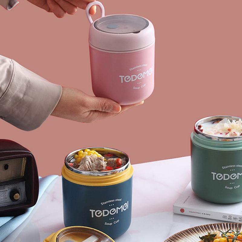 510 мл Суповая кружка из нержавеющей стали Термо ланч-бокс Контейнер для еды с ложкой для школьников