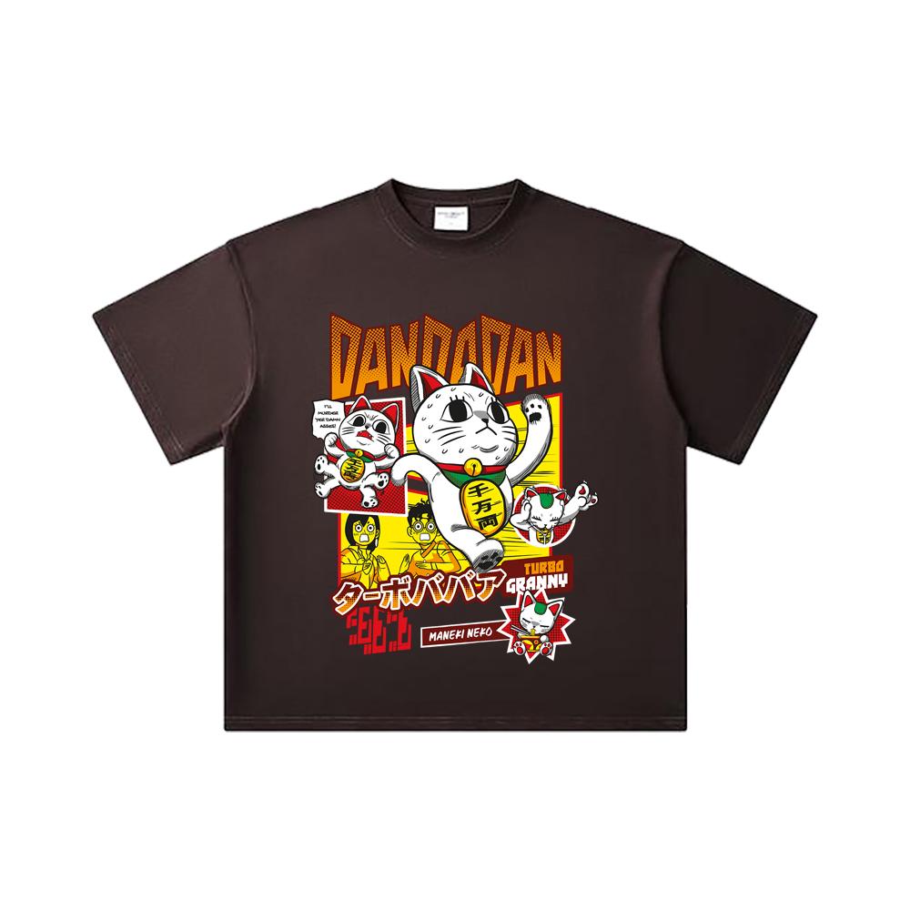 260 GSM Double Yarn 32 Count 100% Cotton Dandadan V31 Turbo Granny Print Unisex Heavy Cotton T Shirt