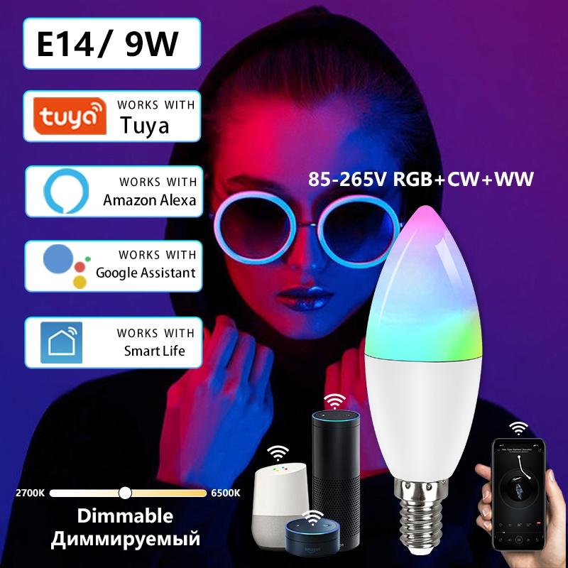15 Вт TUYA Smart wifi лампа B22 E14 RGB светодиодная лампа E27 Alexa лампа Google Home 85-265 В CW WW волшебные лампочки с регулируемой яркостью голосовое управление