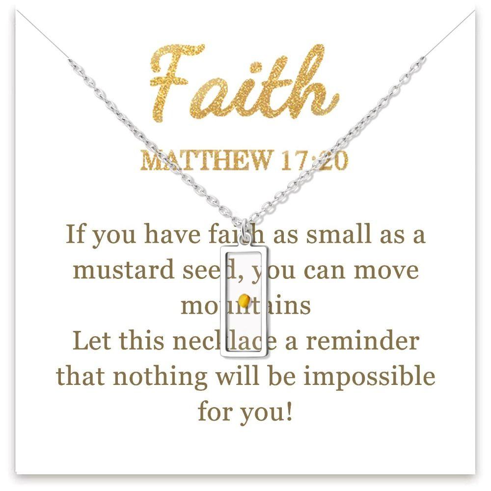 Христианский подарок Подвеска Ожерелье Серебристого цвета Цепочка Ожерелье Новое Ожерелье с семенами горчицы