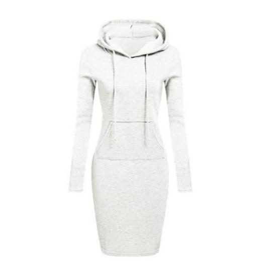 Midi Dress Waist Tight Coldproof Breathable Stylish Women Autumn Winter Striped Print Slim Hooded Dress Streetwear