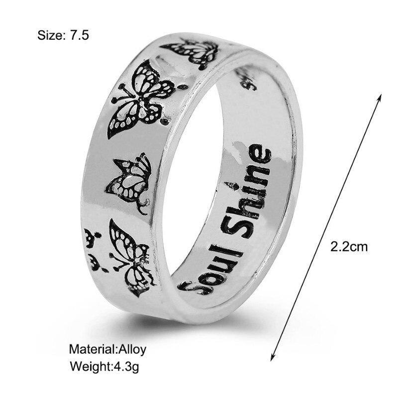 Кольца для женщин, девочек, ювелирные изделия с подвесками, винтажная гравировка, кольцо на палец в виде бабочки