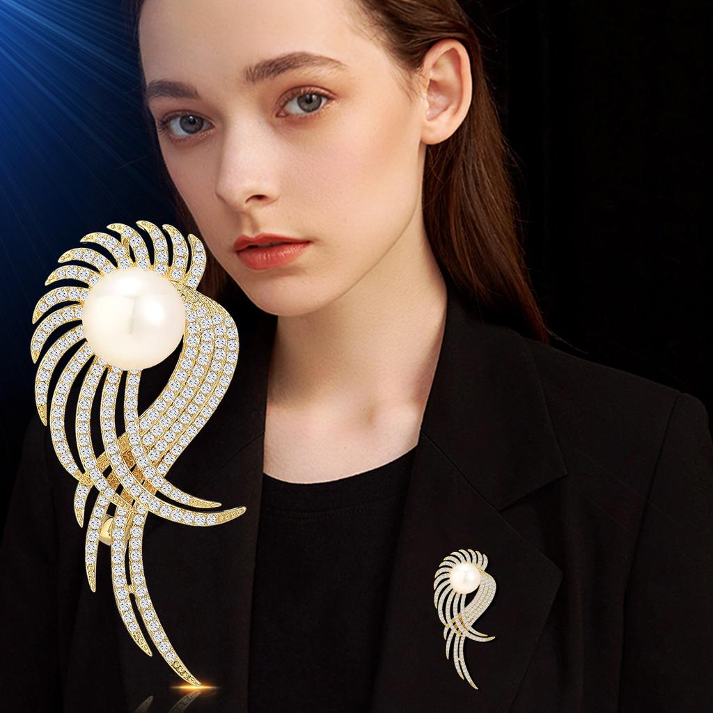 Angel Wings Pearl High-End Temperament Brooch Simple Atmosphere Retro Suit Corsage Coat Versatile Pin
