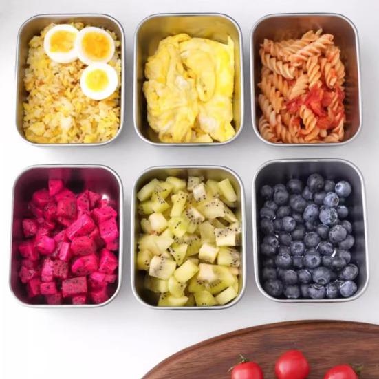 Контейнеры для хранения продуктов из нержавеющей стали с крышками, герметичные квадратные коробки для приготовления еды, пригодные для холодильника и духовки, герметичные коробки для ланча Bento без содержания бисфенола А