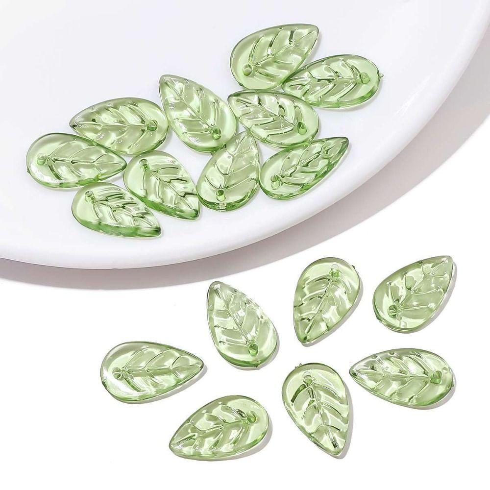 Transparent Green Transparent Leaf Shape Beads Charms Leaf Shape Beads Necklace Accessories