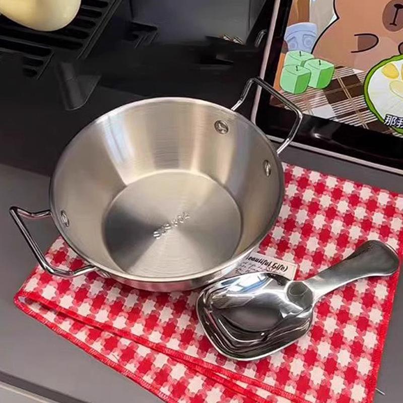 1 шт., корейская миска для кухни, прочная нержавеющая сталь, миска для рисового вина, бытовая тарелка с двумя ушками для закусок, миска для лапши быстрого приготовления