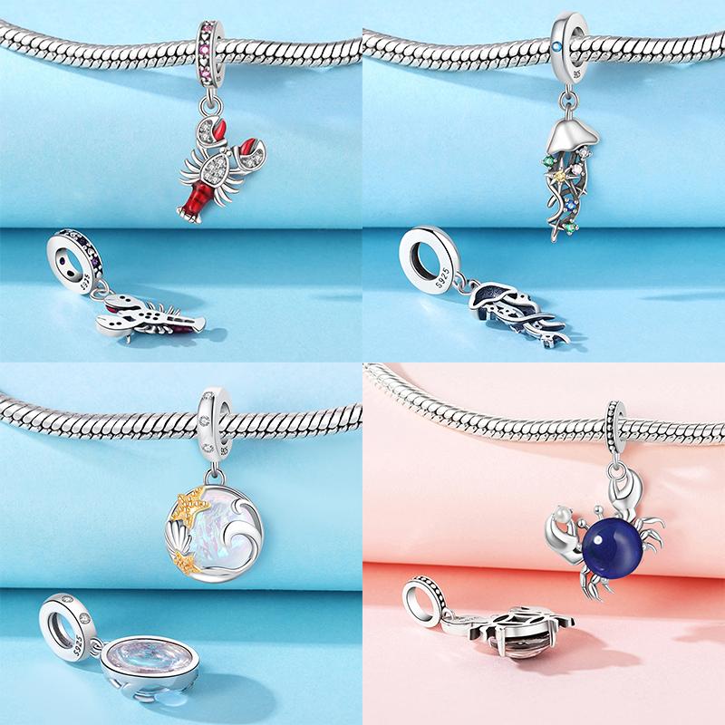 Оригинальный медный шарм Морской краб Черепаха Морская звезда Шармы Бусины Подходят для браслета Ожерелья Изготовление бижутерии Ювелирный подарок