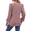 Spring and Autumn Women's Blouse Pit Stripe Brushed Square Neck Fashion Lantern Sleeve Long Sleeve Top