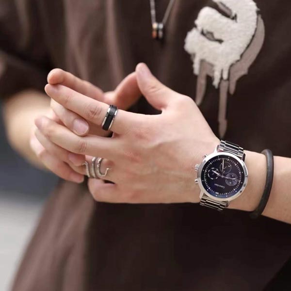 Calvin Klein Stylish Series Quartz Watch Stainless Steel Band 44Mm Blue Dial Multifunction Chronograph Three Eyes Men watches Silver 25200063