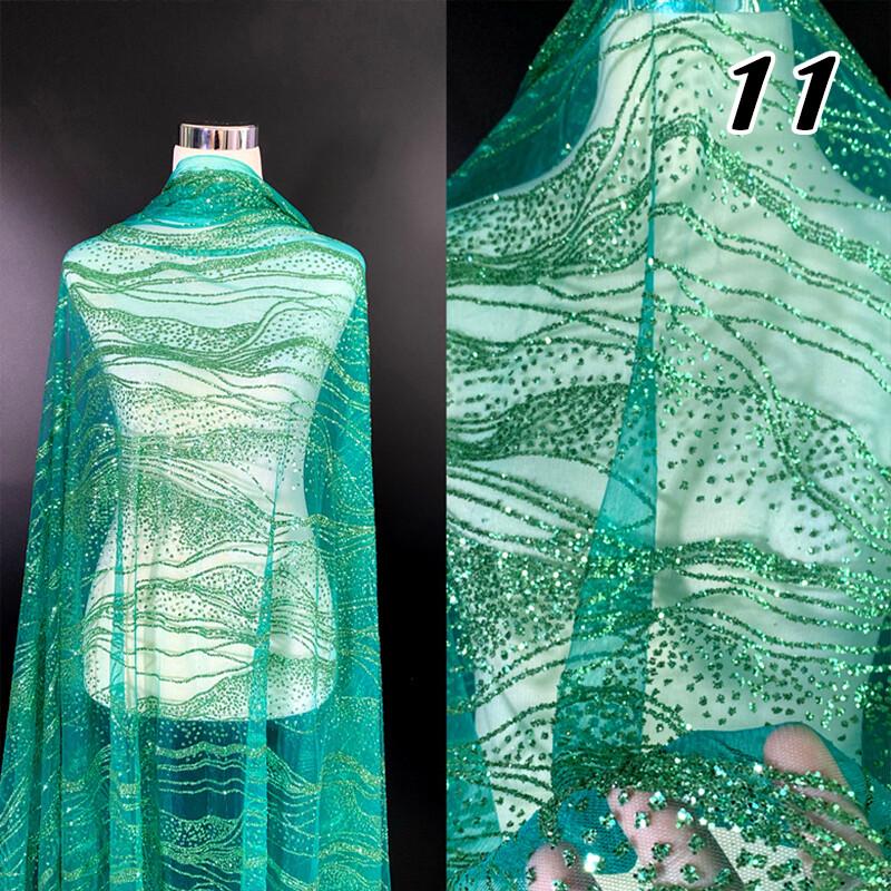 50x130 см Бронзирующий Глиттерный Пайеточный Волнистый Кружевной Ткань Материал для Свадебного Платья DIY Женское Платье Костюм Швейный Материал Одежды