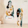 Women Plus Size Hooded Long Sleeve Printed High Low Top Fitted Pants Two Piece Set