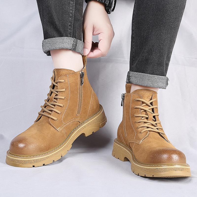 Зимние новые высококачественные уличные короткие ботинки мужские классические ботинки пустыни с круглым носком на низком каблуке модные повседневные уличные повседневные мужские туфли