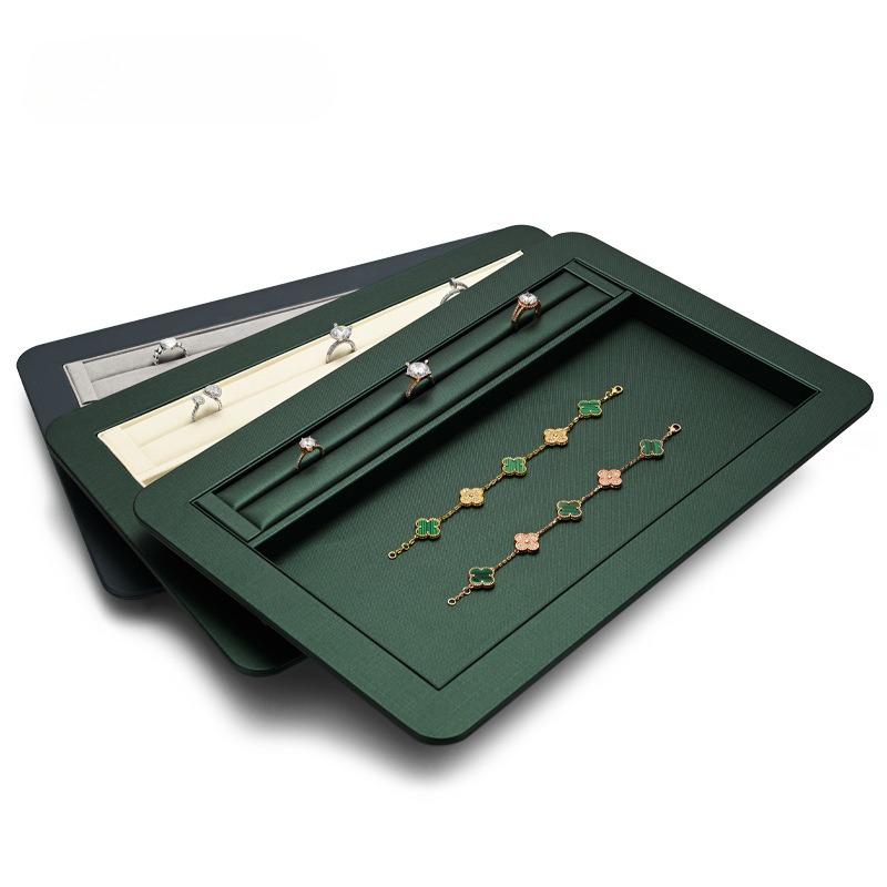 Dark Green Jewelry Display Tray Luxury Ring Tray Light Luxury Jewelry Showcase Tray