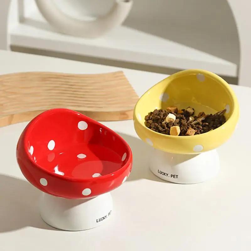 Керамические кормушки для собак и щенков в форме гриба, корм для собак и щенков, миски для кошек, наполненные водой, товары для животных