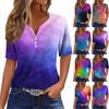 Жен. Футболка Футболка С принтом Пуговицы С короткими рукавами Повседневные Выходные Мода Классический V-образный вырез Обычный Верх