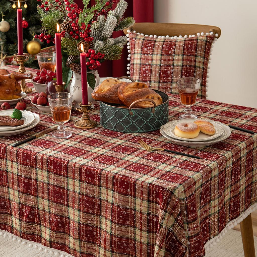 Softalker Christmas Checkered Tartan Rectangle Tablecloth -Red Buffalo Plaid Xmas Table Cloth, Stain Resistant Washable Table Cover for Dining/Parties