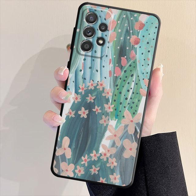 Красивый чехол для телефона с цветком кактуса и цветочным листом для Samsung Galaxy A72 A71 A31 A51 A33 A22 A13 A21s A23 A52 A53 A32