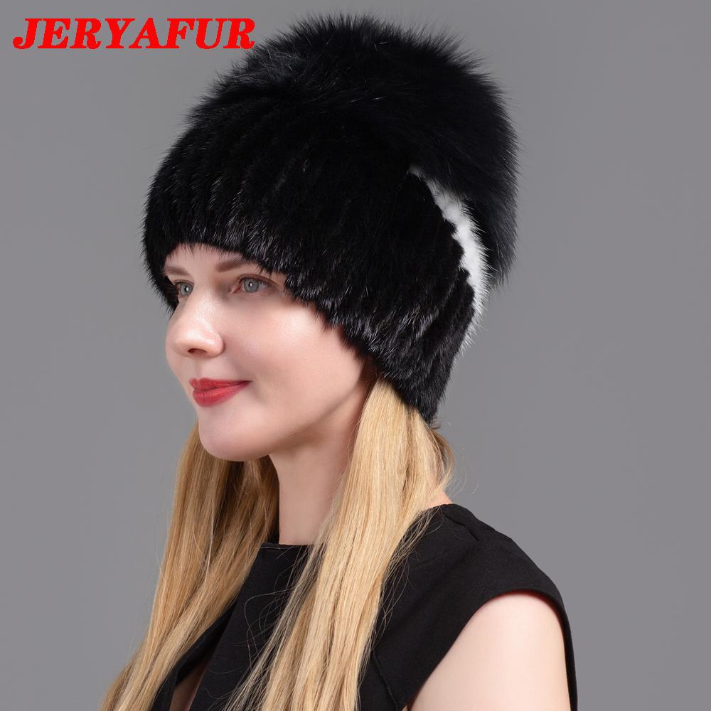 JERYAFUR, новый стиль, шапка из натурального лисьего меха, норковая шапка, зимняя женская натуральная вертикальная модная шапка высокого качества, шапка из серебряной лисы