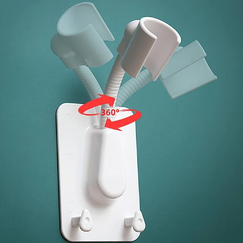 Держатель для душевой лейки 360°, регулируемый самоклеящийся кронштейн для душевой лейки, настенное крепление, подставка для СПА с 2 крючками для ванной комнаты